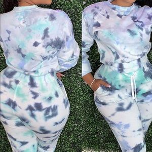 ✨SOLD✨ Tie Dye Drawstring Waist Pocket Top & Pants